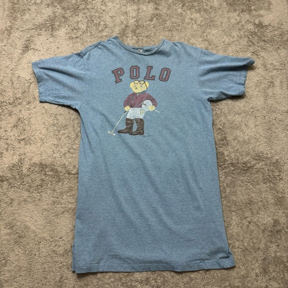 Polo Ralph Lauren Bear T Shirt VTG Rare Polo Player Equestrian 92 Stadium Sz M - Picture 2 of 8
